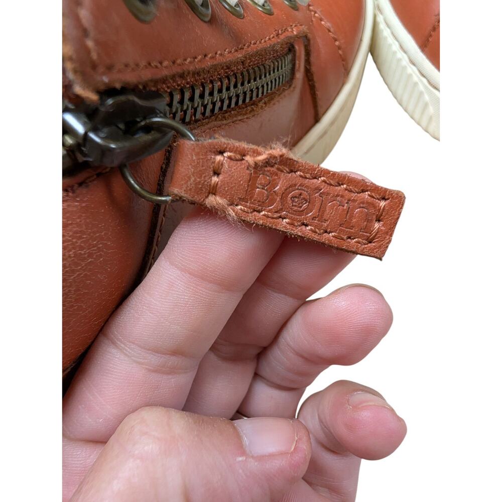 Born Paloma Brown Leather Zip-Up Laced Sneakers Shoes Size Womens 6.5 Comfort - Picture 8 of 11